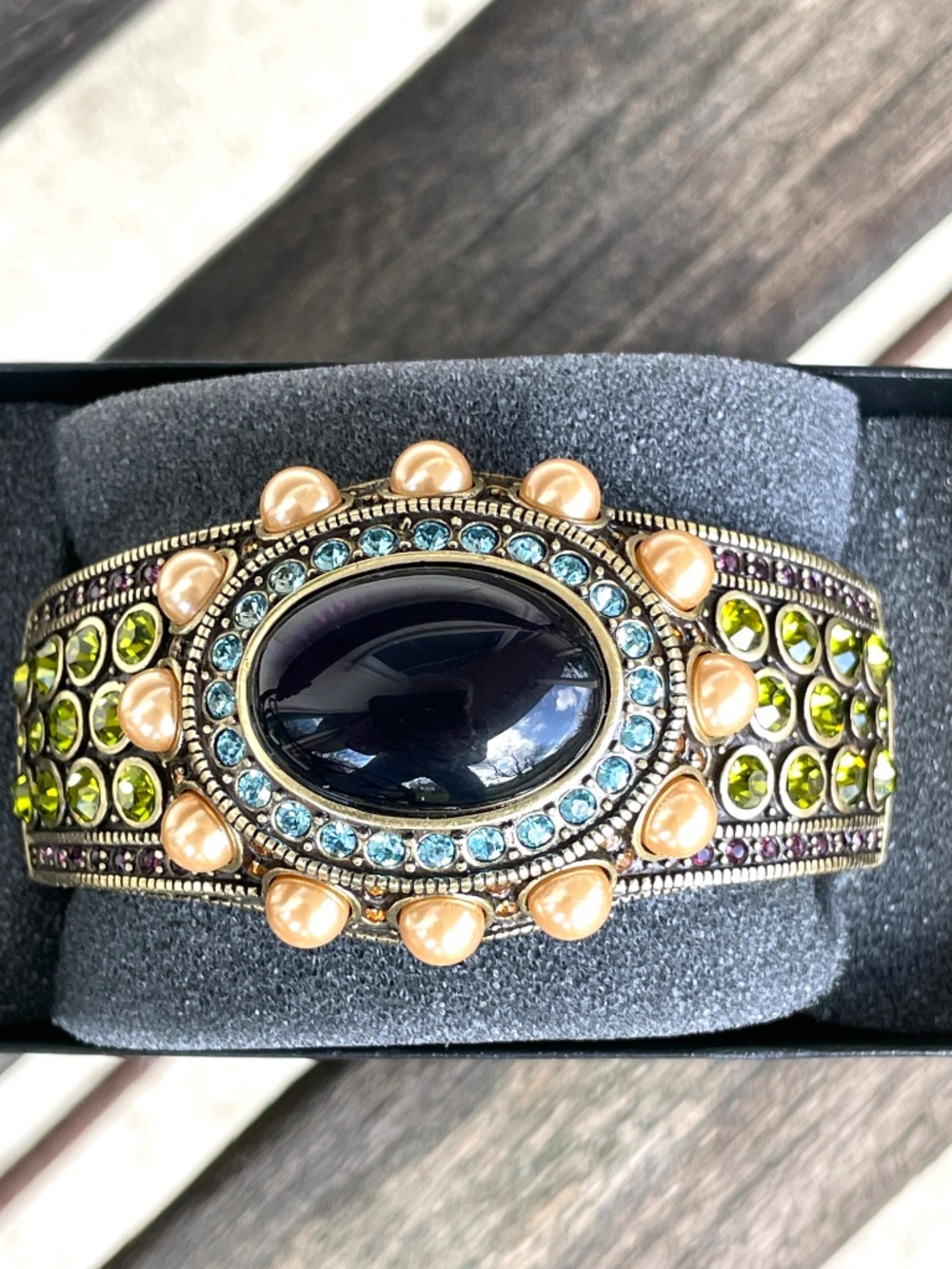 Heidi Daus Rhapsody in Hues Hinged Cuff Bracelet 6 3/4"